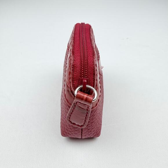 Brighton Red Pebbled Leather & Croc Embossed Coin Purse Heart Detail Zip Pouch - Picture 5 of 10